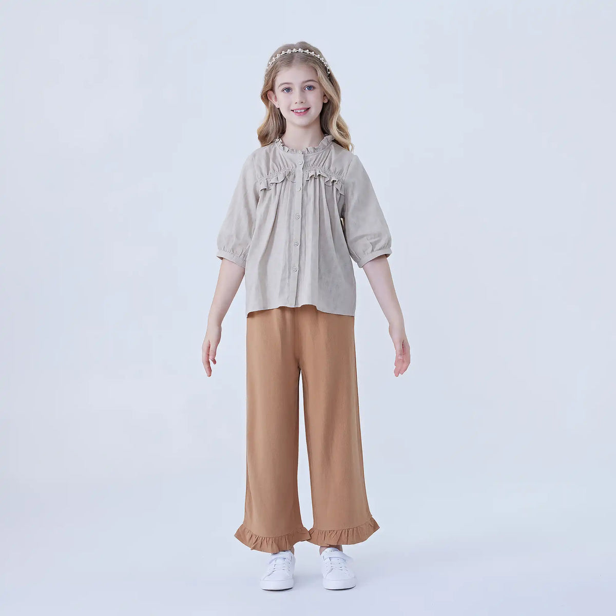 Bell-bottom Linen Pants For Girls Image