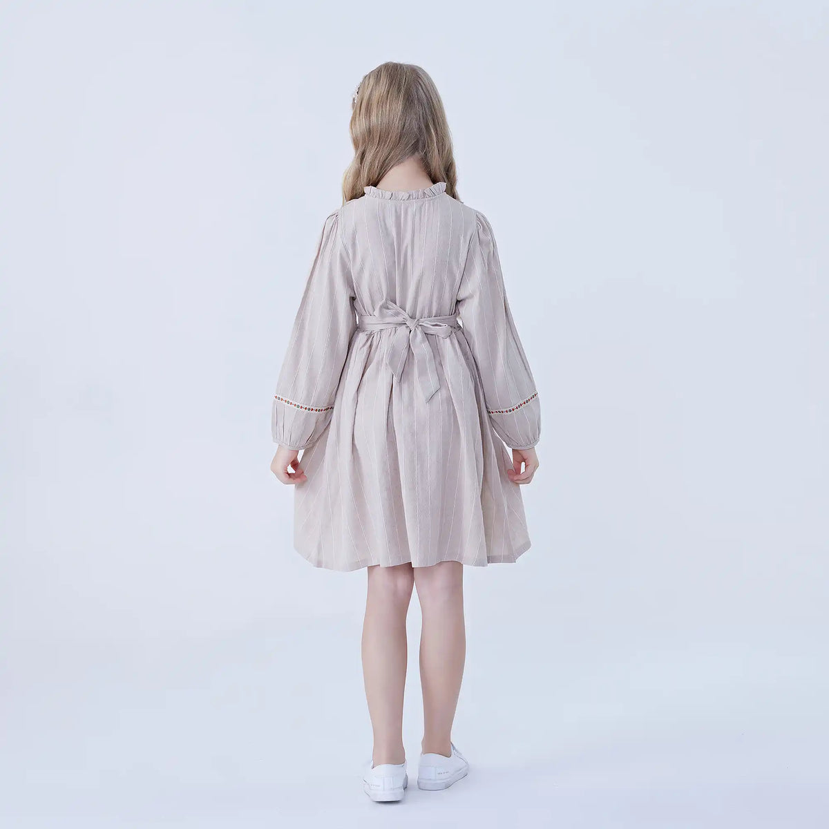 Striped Linen Dress For Girls Image