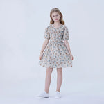 Yellow Floral Linen Dress For Girls Image