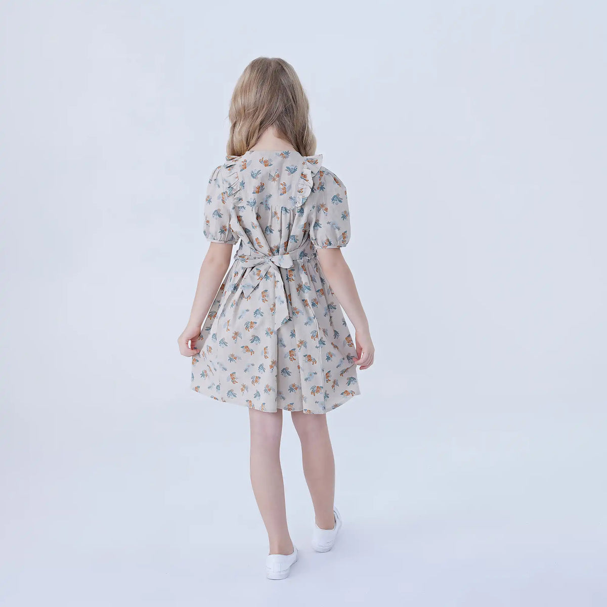 Floral Linen Dress For Girls Image