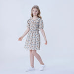 Floral Linen Dress For Girls Image