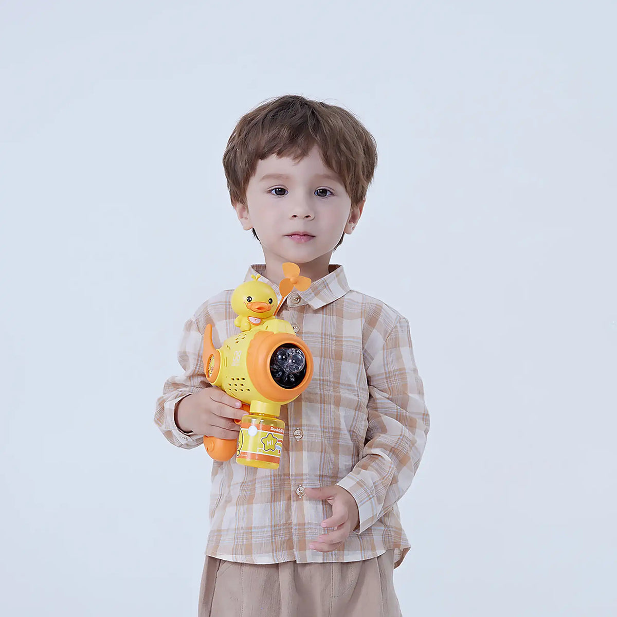 Orange Checked Linen Shirt For Baby Boy Image