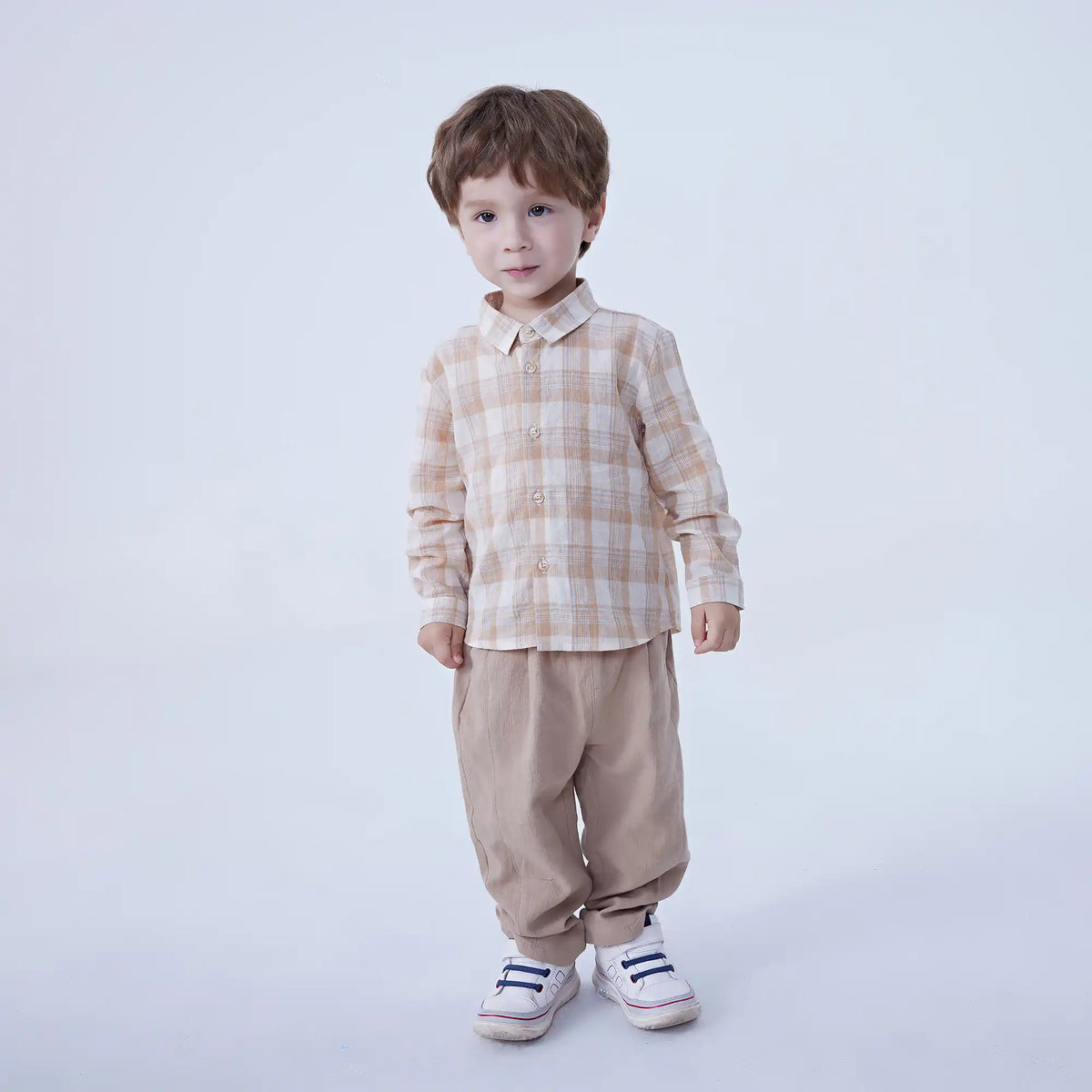 Checked Linen Shirt For Baby Boy Image