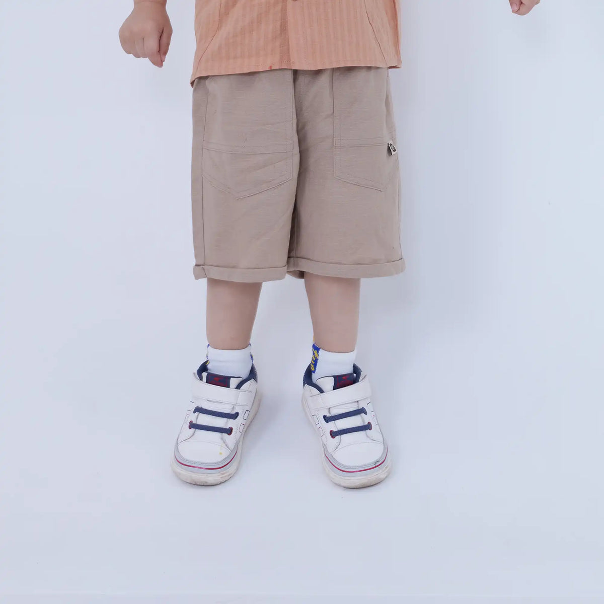 Dark Beige Ordinary Linen Shorts For Baby Boy Image