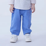 Blue Ankle-Tied Linen Pants For Baby Boy Image