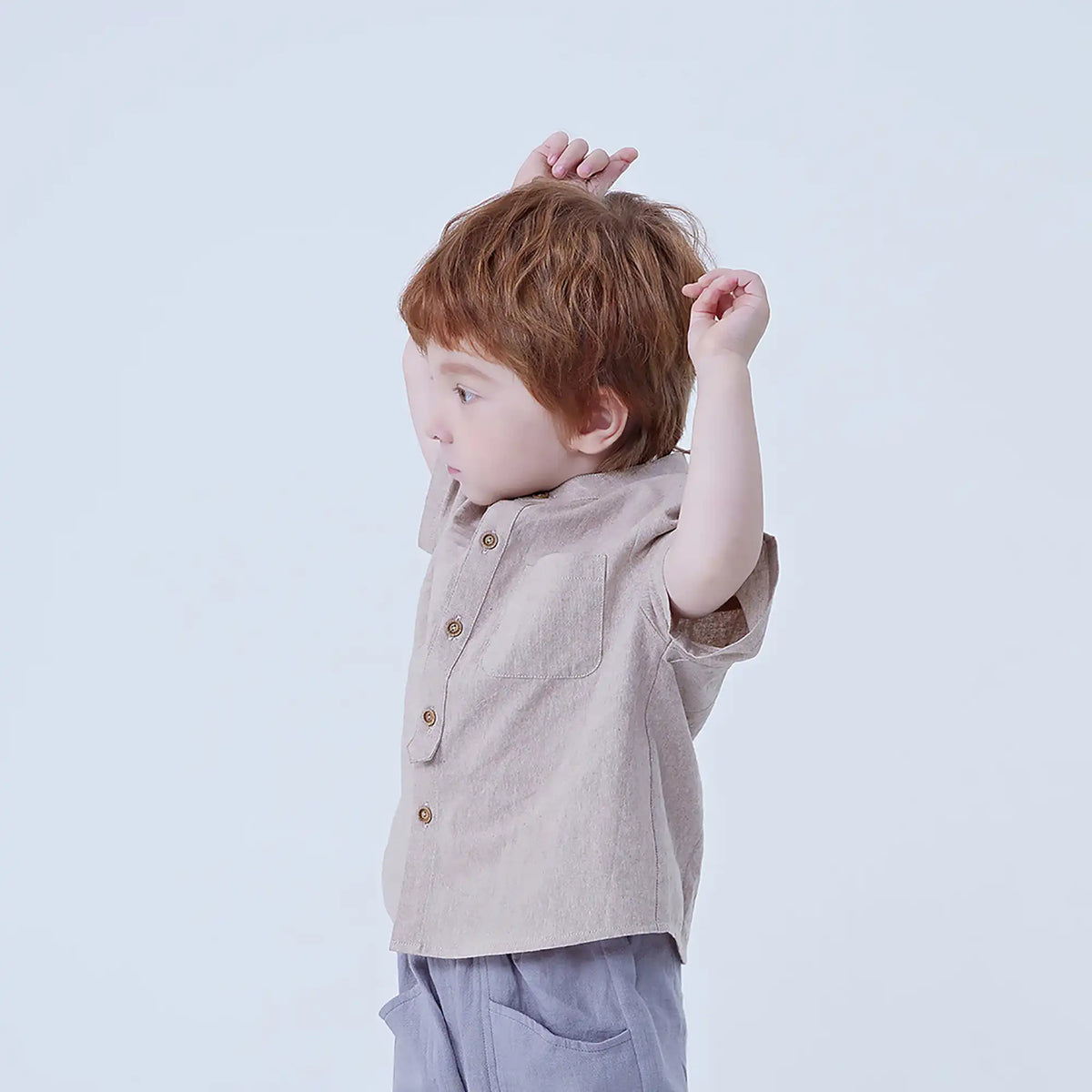 Solid Linen Shirt For Baby Boy Image
