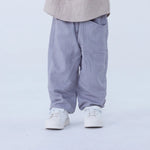 Gray Ankle-Tied Linen Pants For Baby Boy Image
