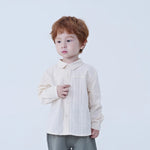 Light Beige Plain Linen Shirt For Baby Boy Image