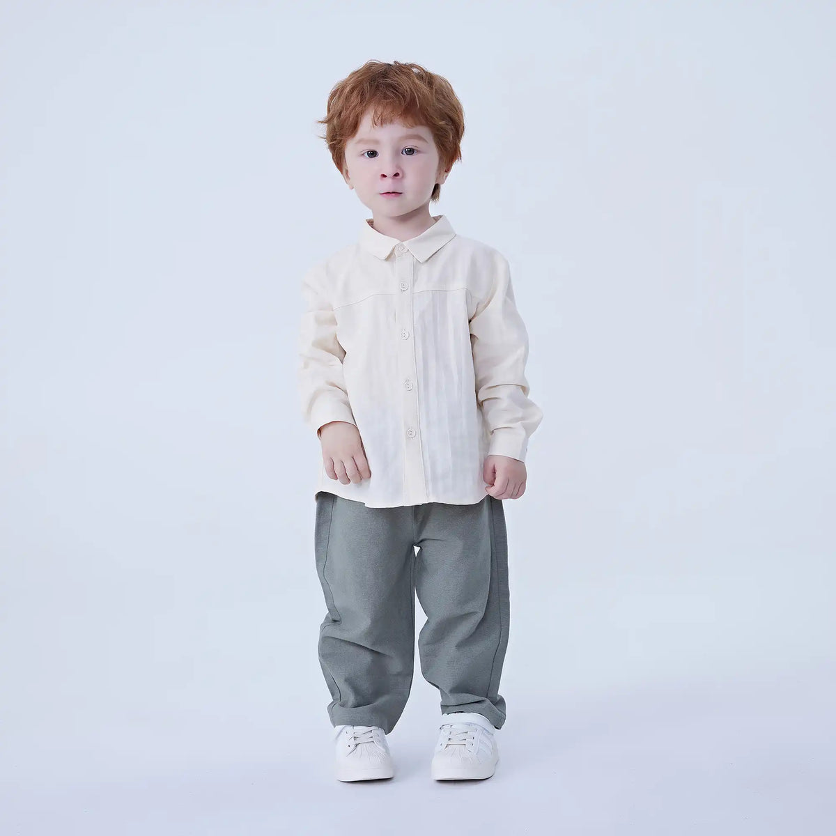 Plain Linen Shirt For Baby Boy Image