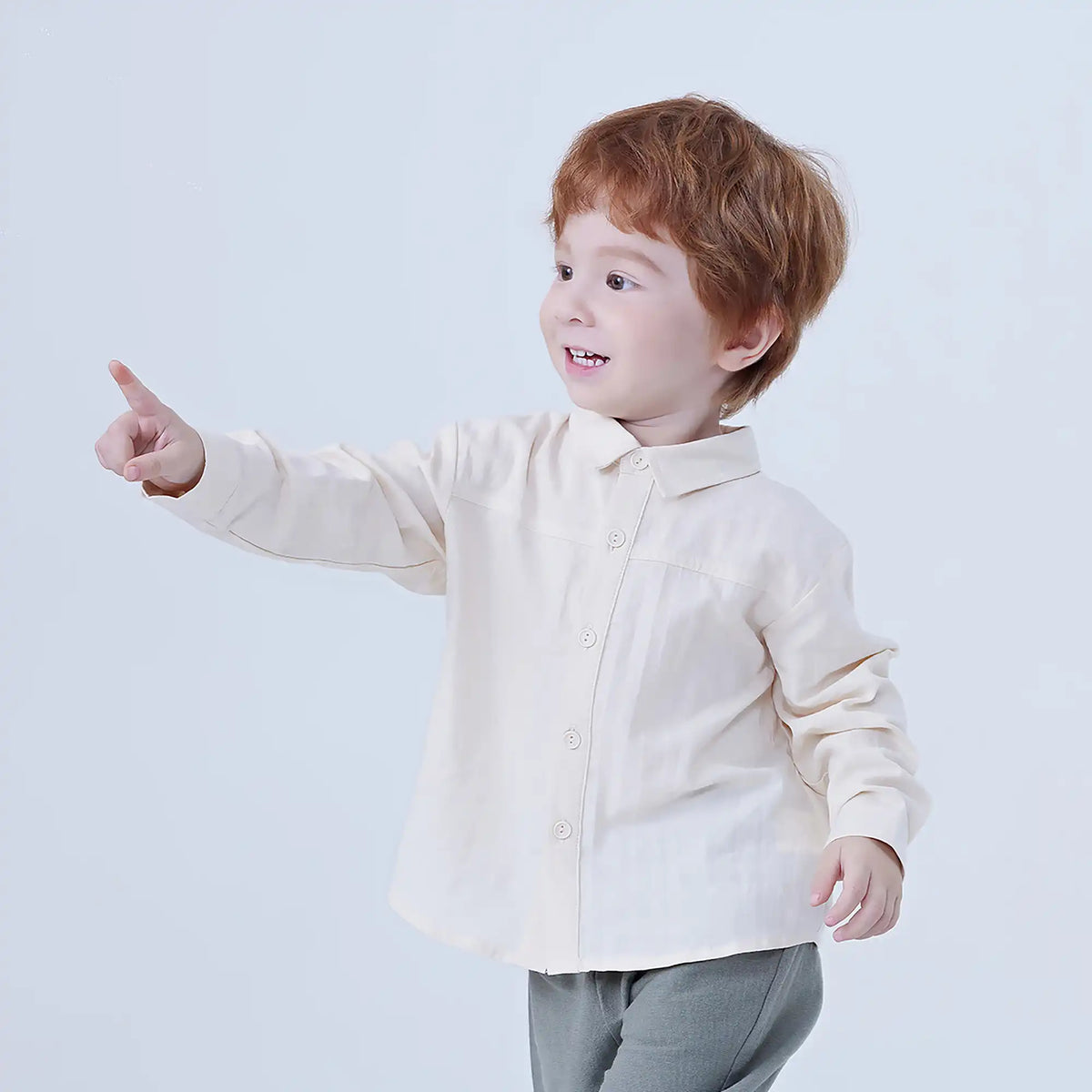 Plain Linen Shirt For Baby Boy Image