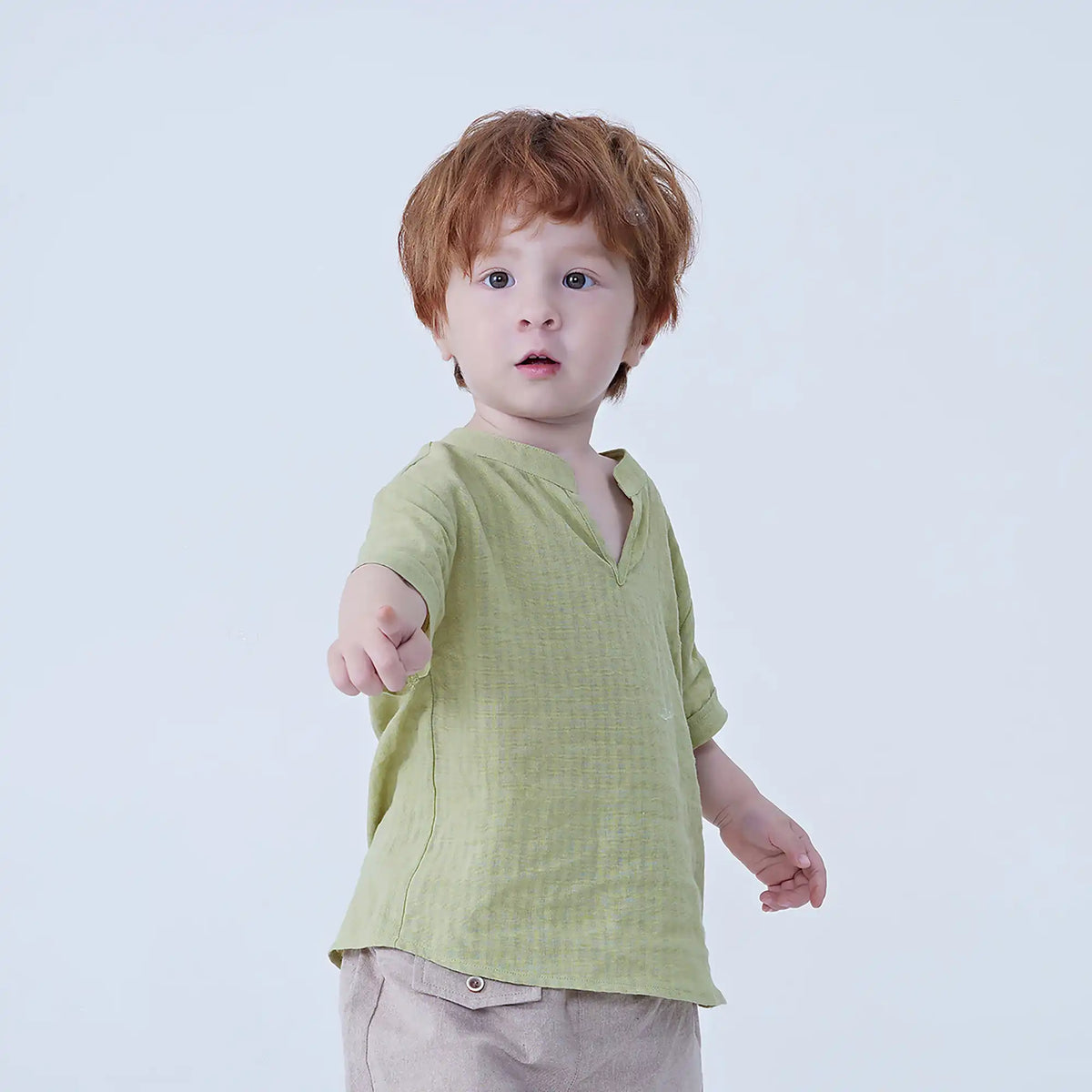 Checked Linen Blouse For Baby Boy Image