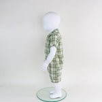 Checked Linen Romper For Baby Boy Image