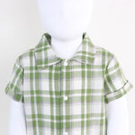 Checked Linen Romper For Baby Boy Image