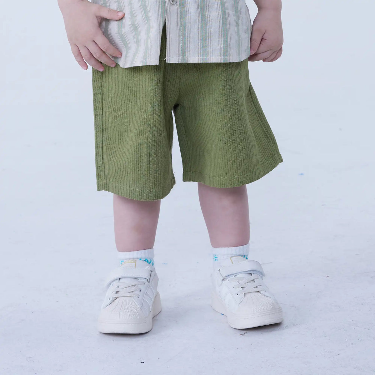 Green Ordinary Linen Shorts For Baby Boy Image