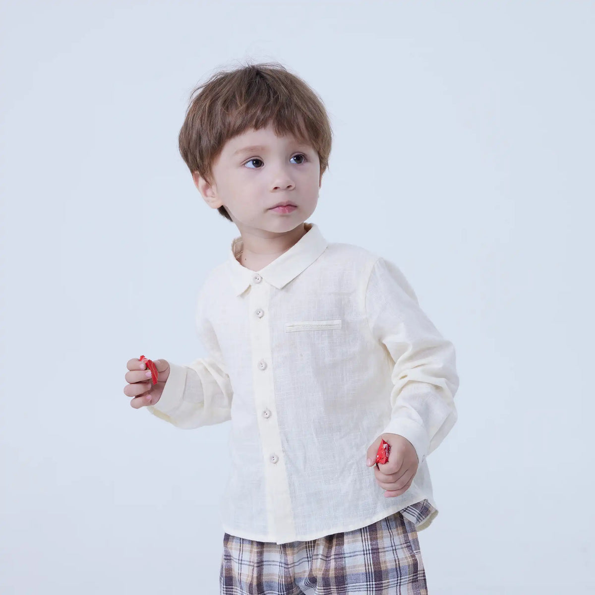 Plain Linen Shirt For Baby Boy Image