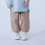 Coffee Ankle-Tied Linen Pants For Baby Boy Image