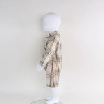 Checked Linen Romper For Baby Boy Image