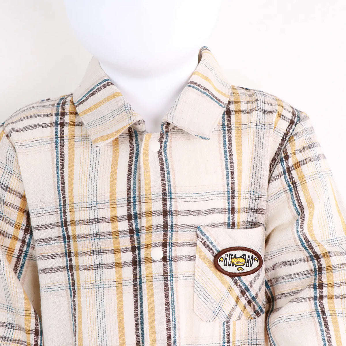 Checked Linen Romper For Baby Boy Image
