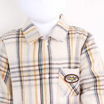Checked Linen Romper For Baby Boy Image