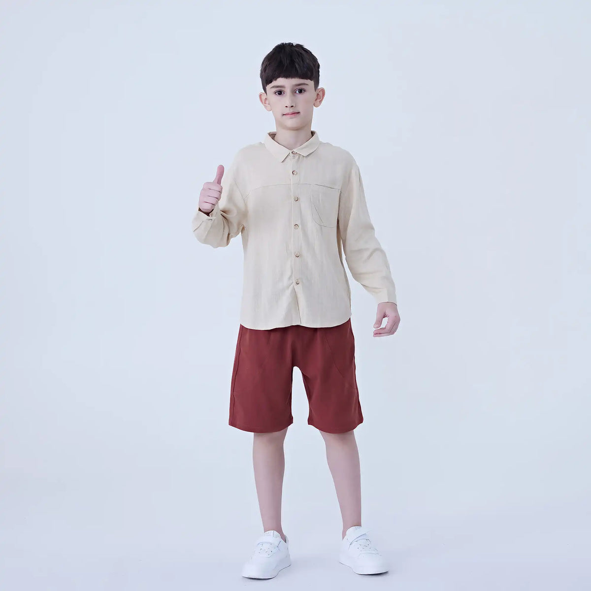 Plain Linen Shirt For Boys Image