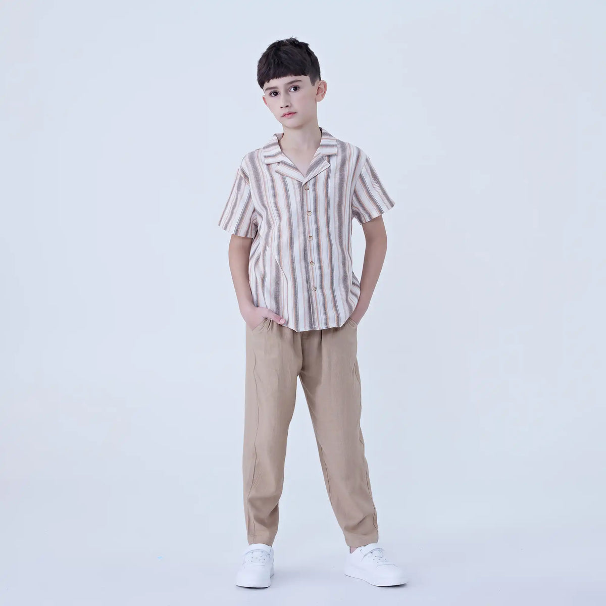 Striped Linen Shirt For Boys Image