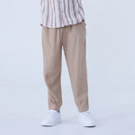 Light Coffee Ordinary Linen Pants For Boys Image