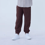 Coffee Ankle-Tied Linen Pants For Boys Image