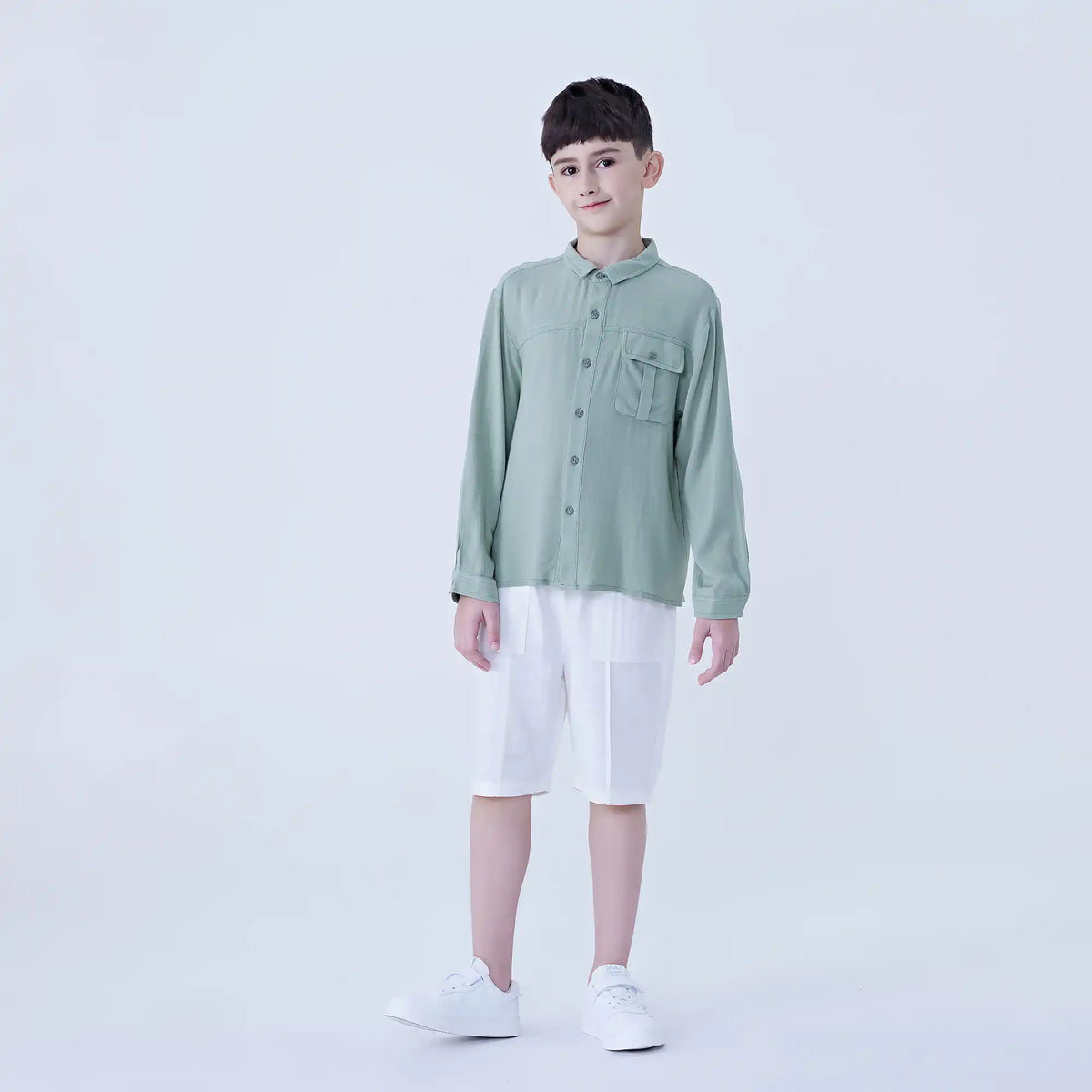 Plain Linen Shirt For Boys Image