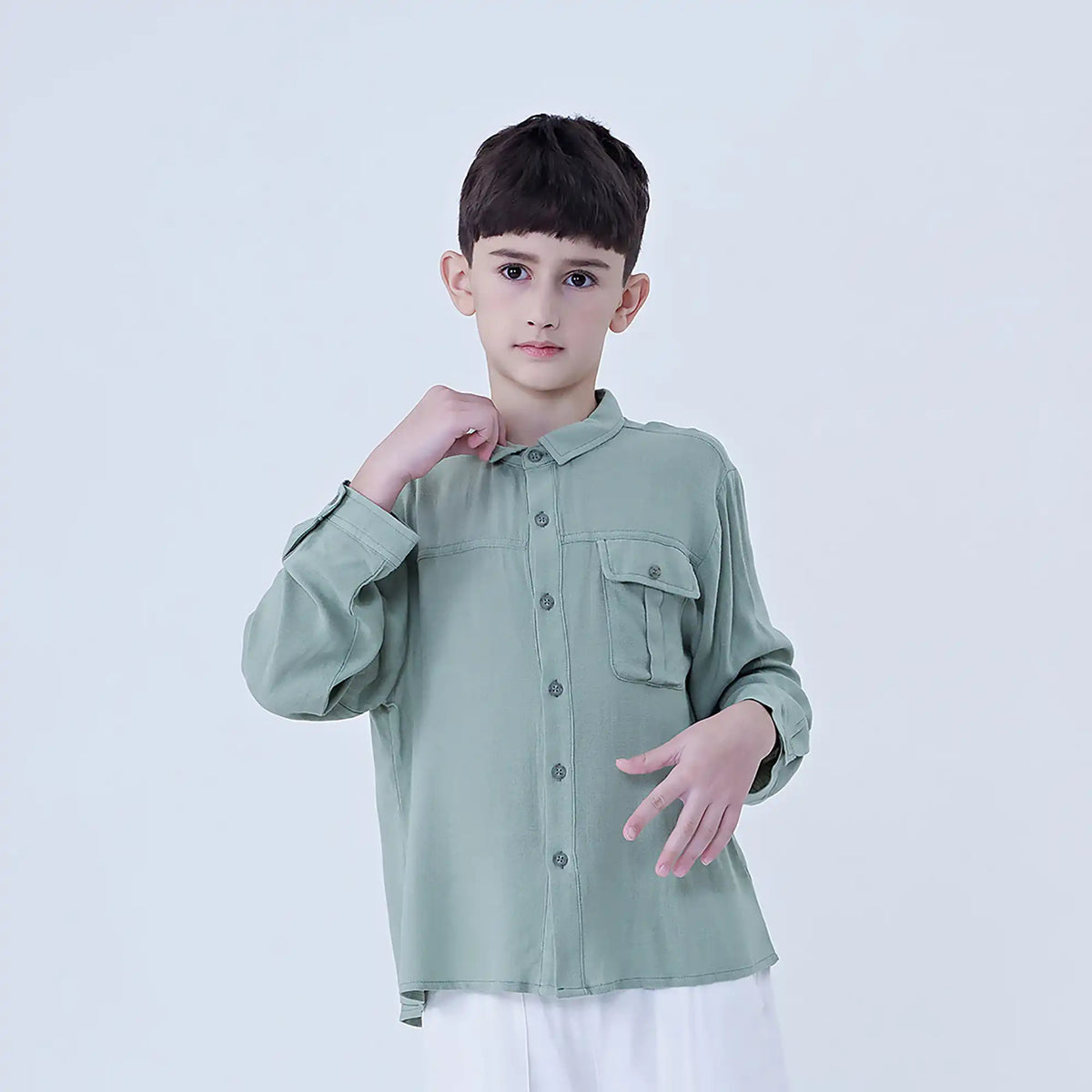 Plain Linen Shirt For Boys Image
