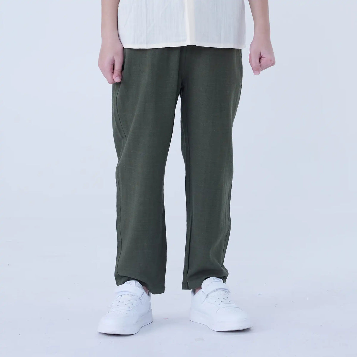 Army Green Ordinary Linen Pants For Boys Image
