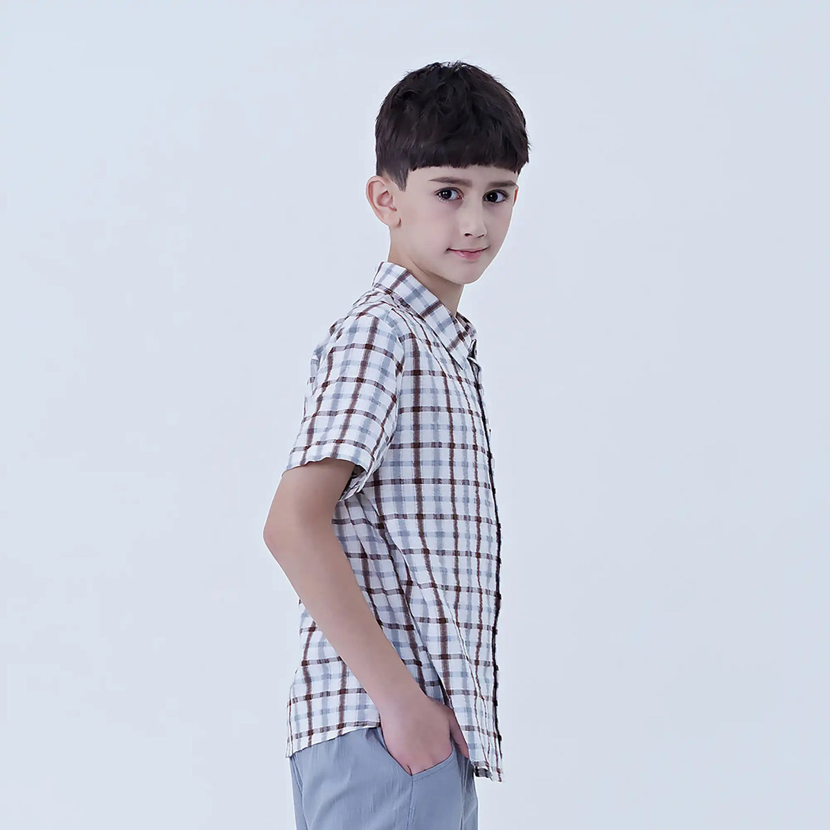Checked Linen Shirt For Boys Image