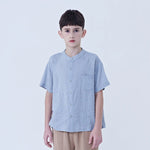 Gray Solid Linen Shirt For Boys Image