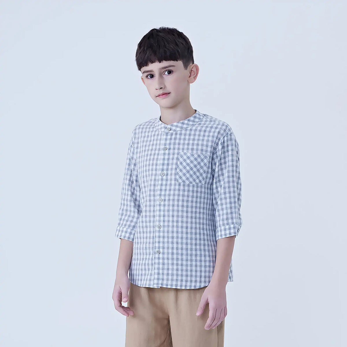 Checked Linen Shirt For Boys Image