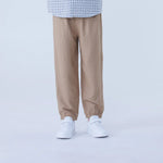 Dark Beige Ankle-Tied Linen Pants For Boys Image