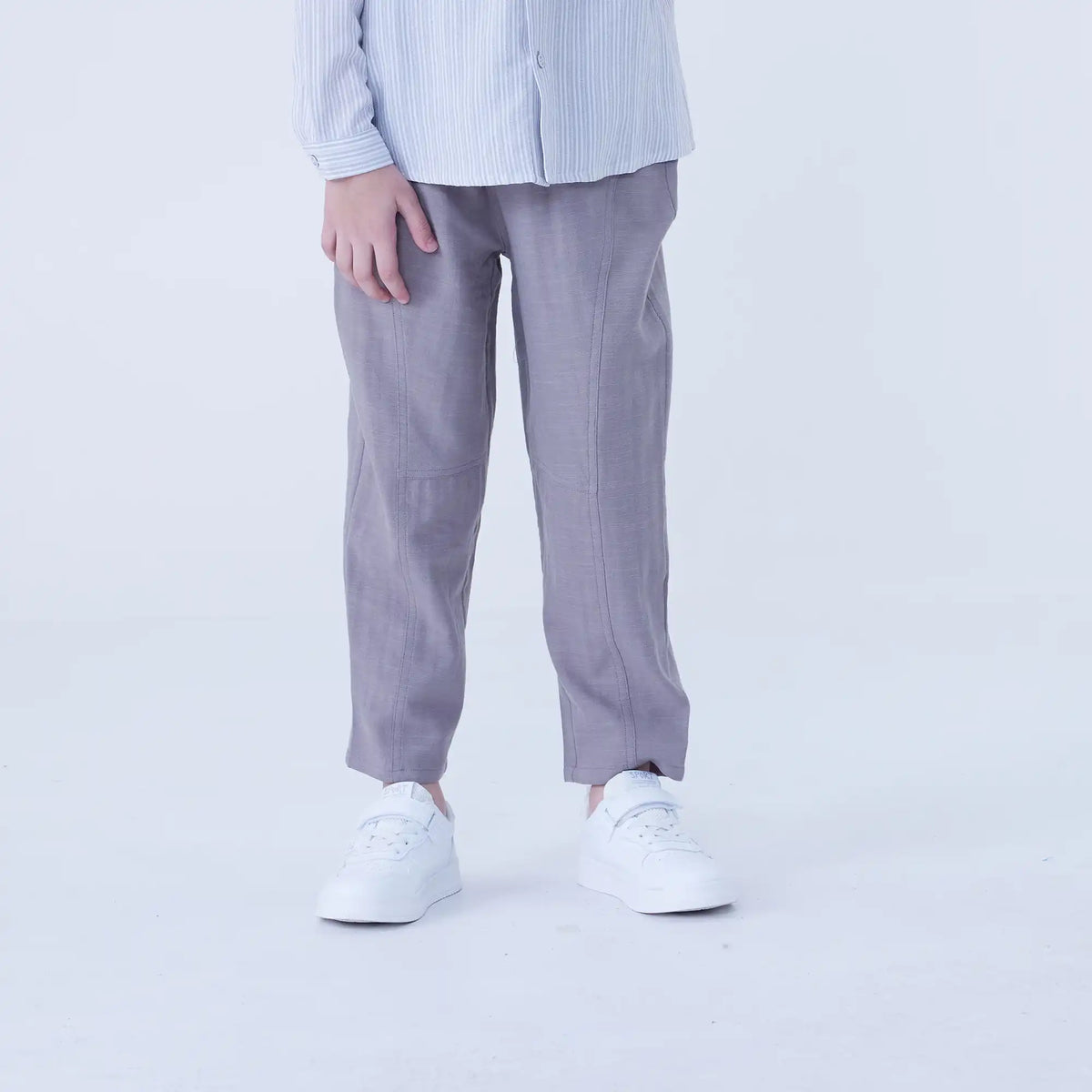 Gray Ordinary Linen Pants For Boys Image
