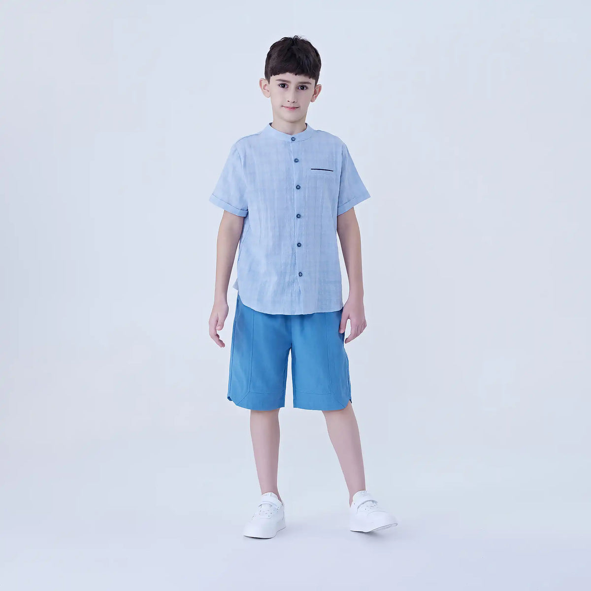 Checked Linen Shirt For Boys Image
