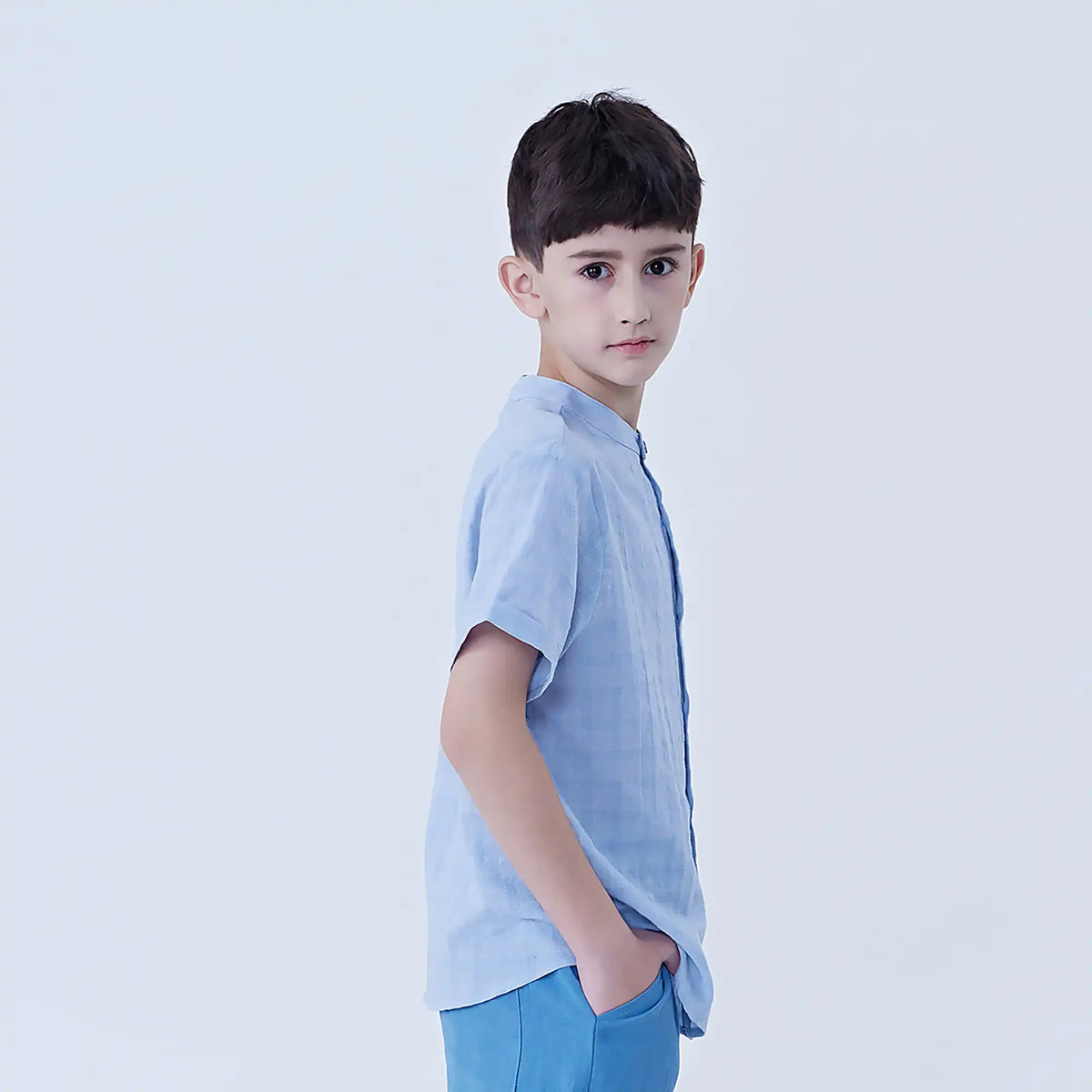 Checked Linen Shirt For Boys Image