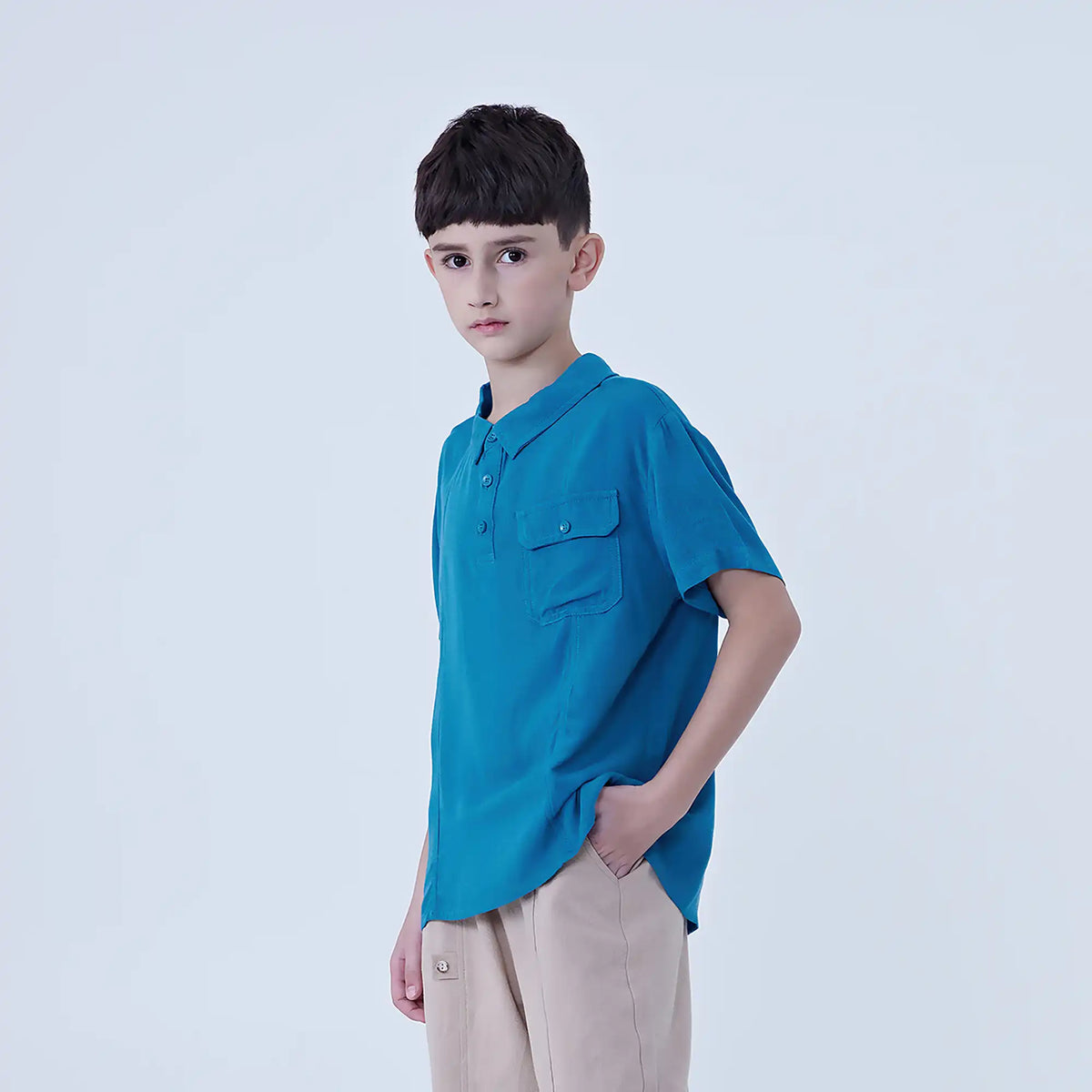 Plain Linen Blouse For Boys Image