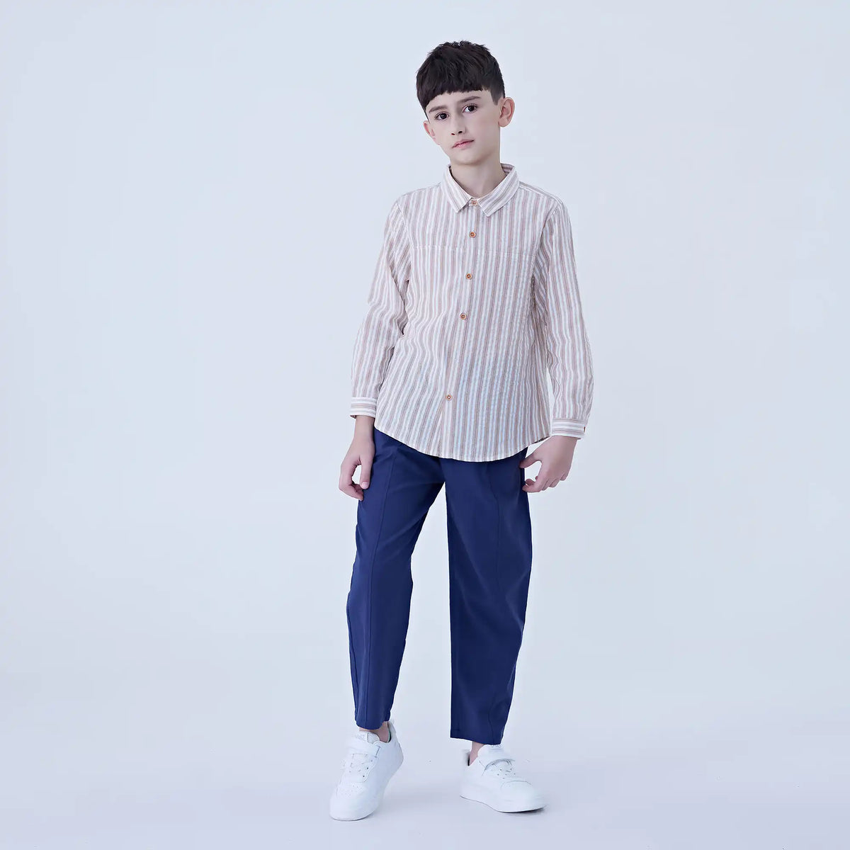Striped Linen Shirt For Boys Image