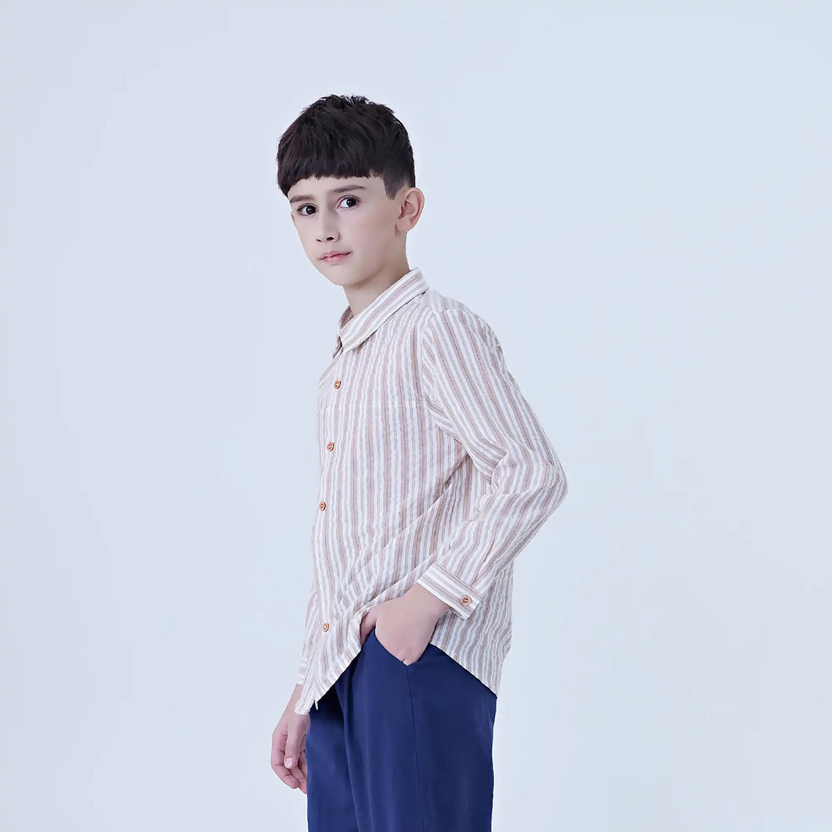 Striped Linen Shirt For Boys Image