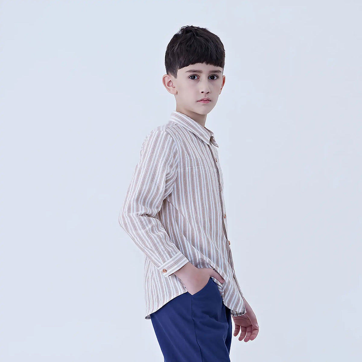 Striped Linen Shirt For Boys Image