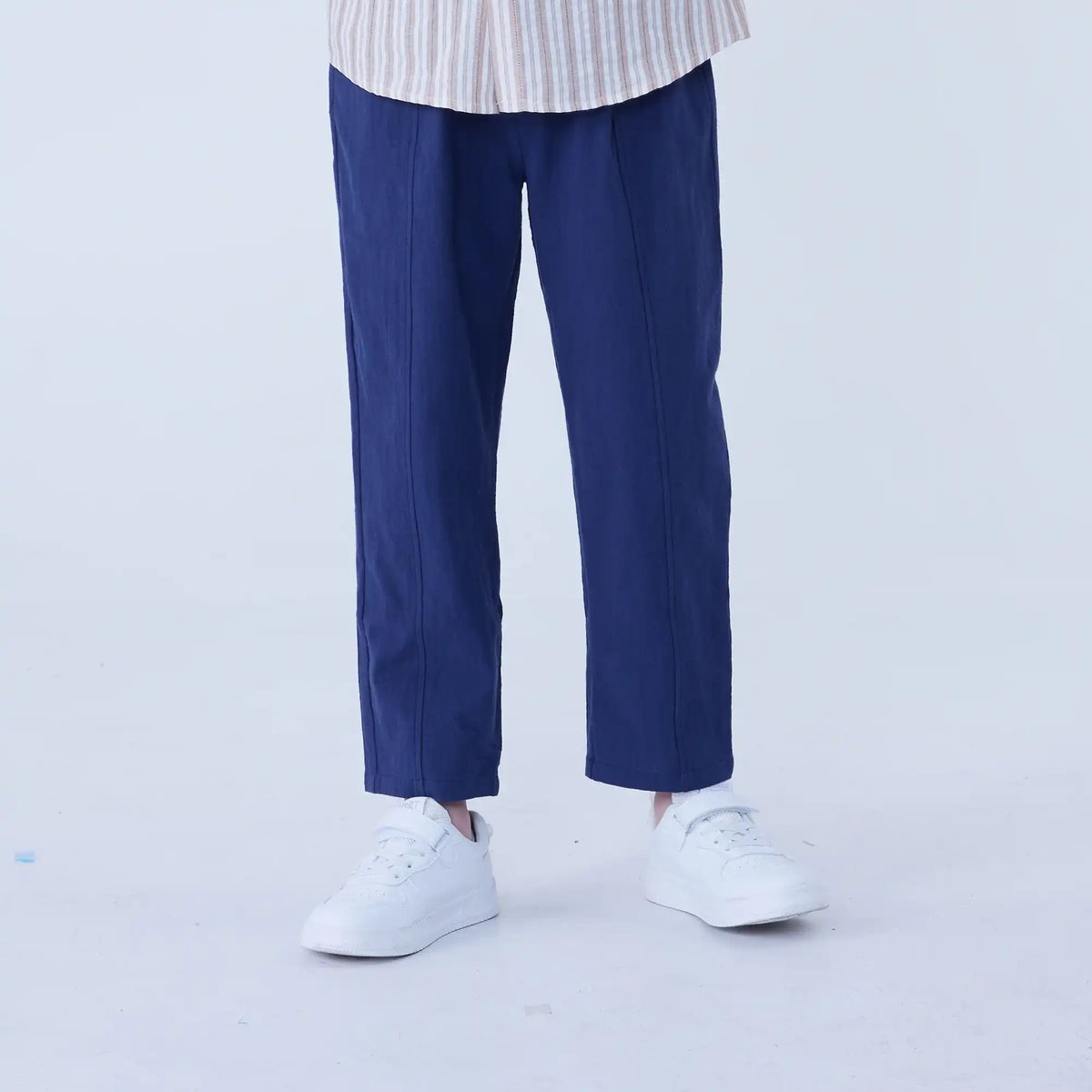 Navy Harem Linen Pants For Boys Image