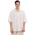 Beige Jacquard Linen Shirt For Men Image