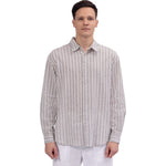 Dark Gray Striped Linen Shirt For Men Image
