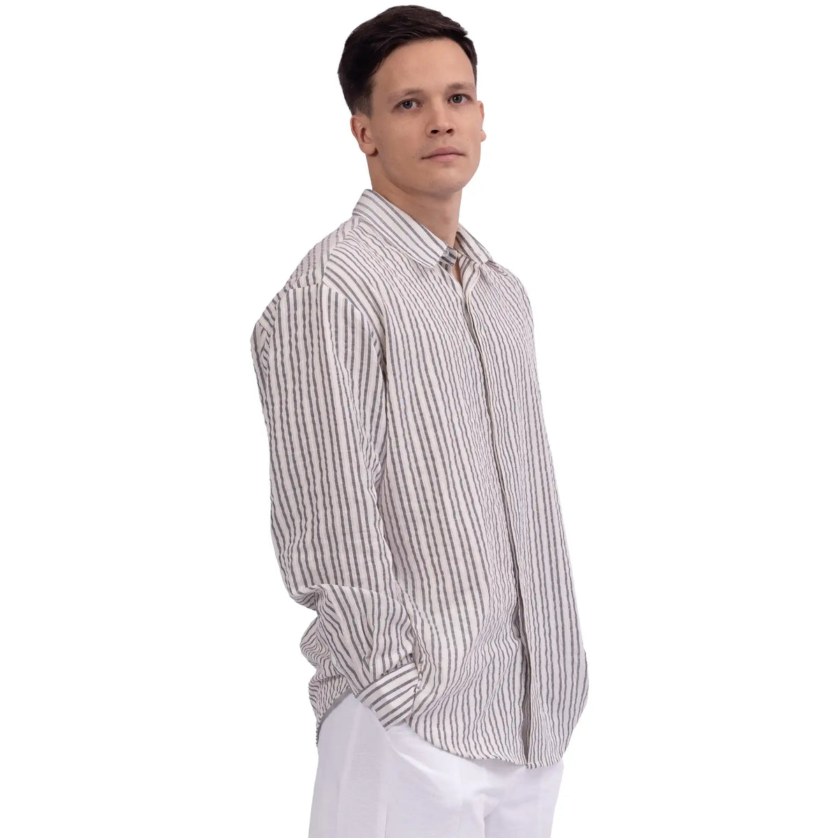 Striped Linen Shirt For Men Image