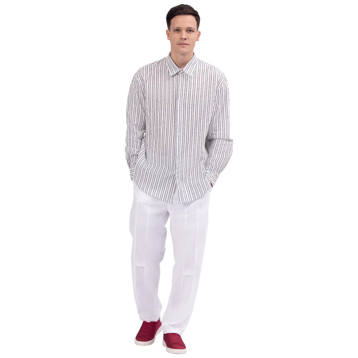 Striped Linen Shirt For Men Image