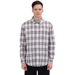 Navy Checked Linen Shirt For Men Image
