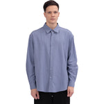 Blue Striped Linen Shirt For Men Image