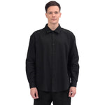Black Plain Linen Shirt For Men Image