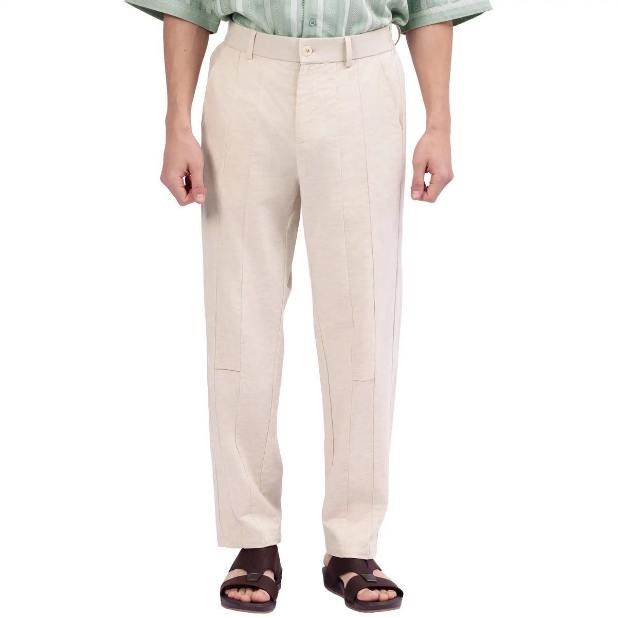 Beige Ordinary Linen Pants For Men Image